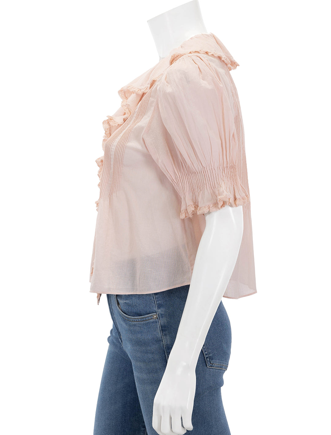 Side view of DOEN's henri top in blush.