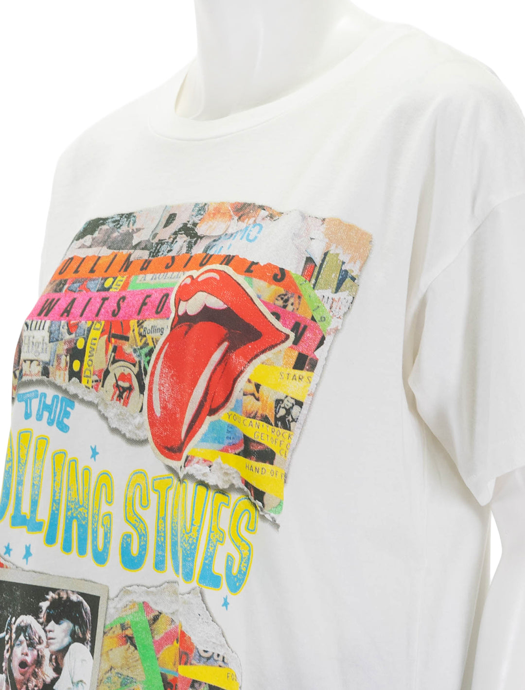 Close-up view of Daydreamer's rolling stones time waits for no one merch tee.