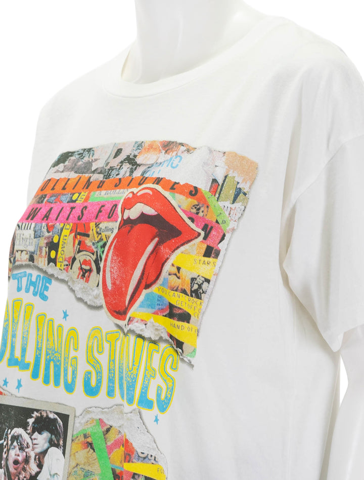 Close-up view of Daydreamer's rolling stones time waits for no one merch tee.