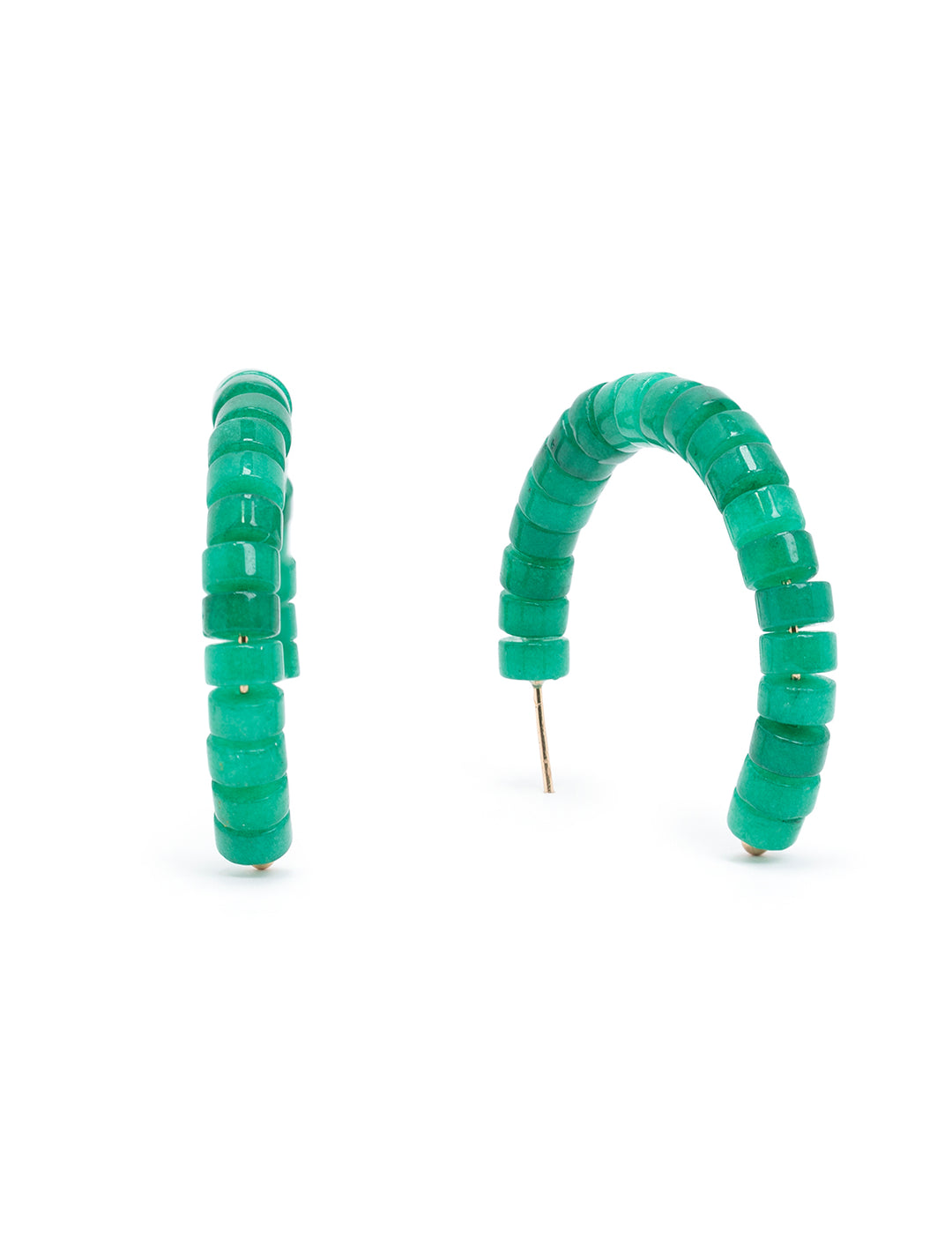 Front view of St. Armands' jade bead hoops