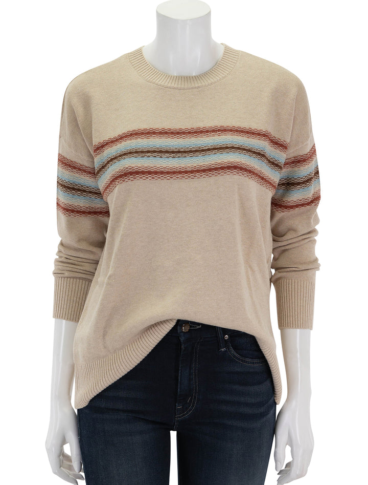 front view of cotton cashmere stripe pullover