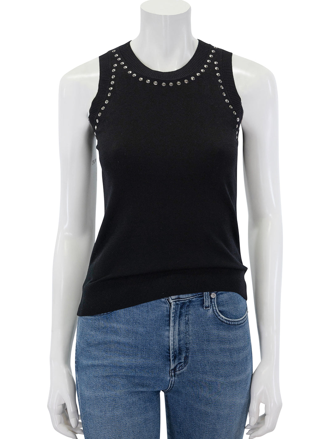 Front view of Minnie Rose's knit tank with stud accents.