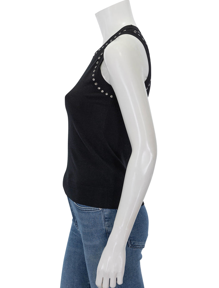 Side view of Minnie Rose's knit tank with stud accents.