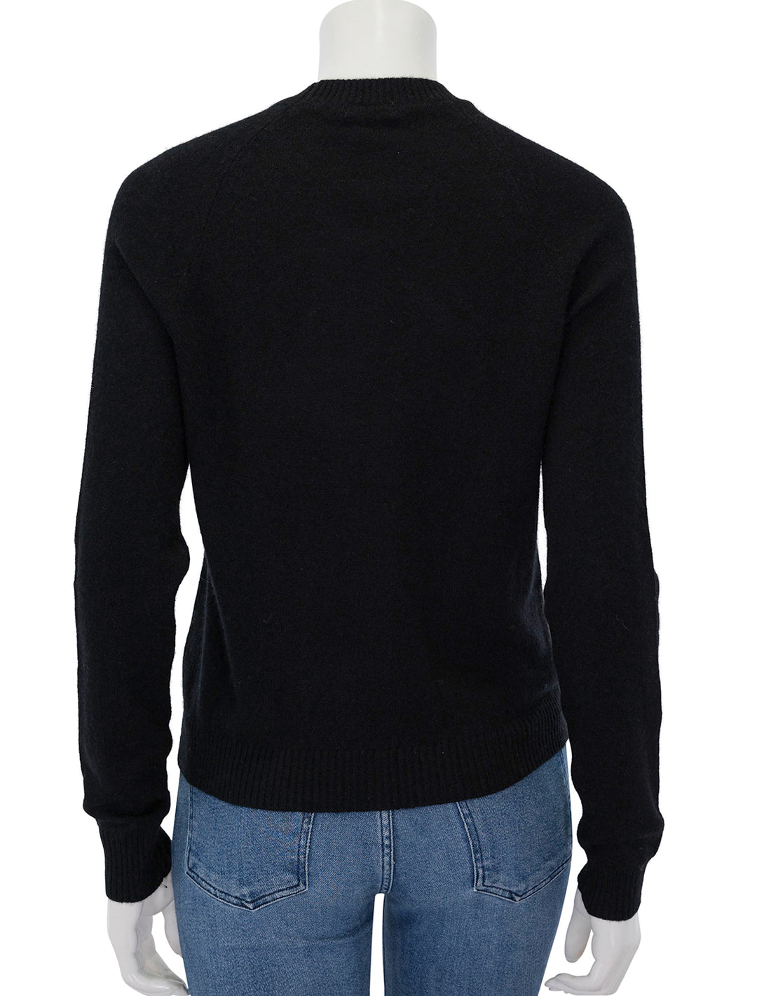 Back view of Minnie Rose's cashmere shrunken crew in black.