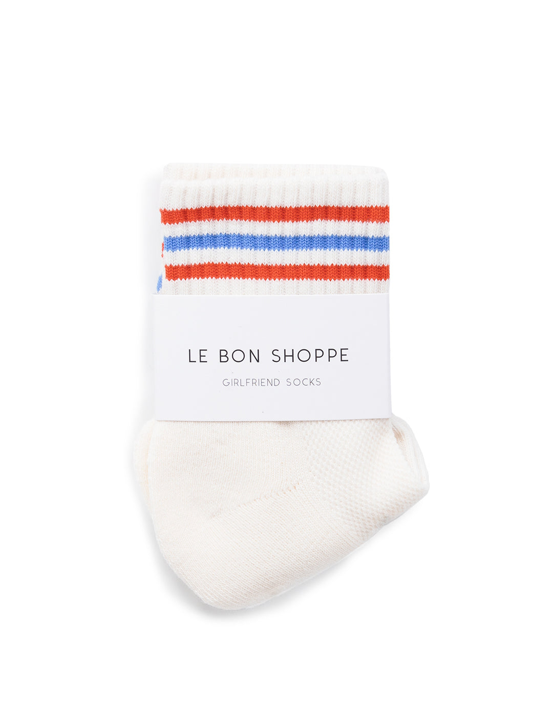 Front view of Le Bon Shoppe's girlfriend socks in leche.
