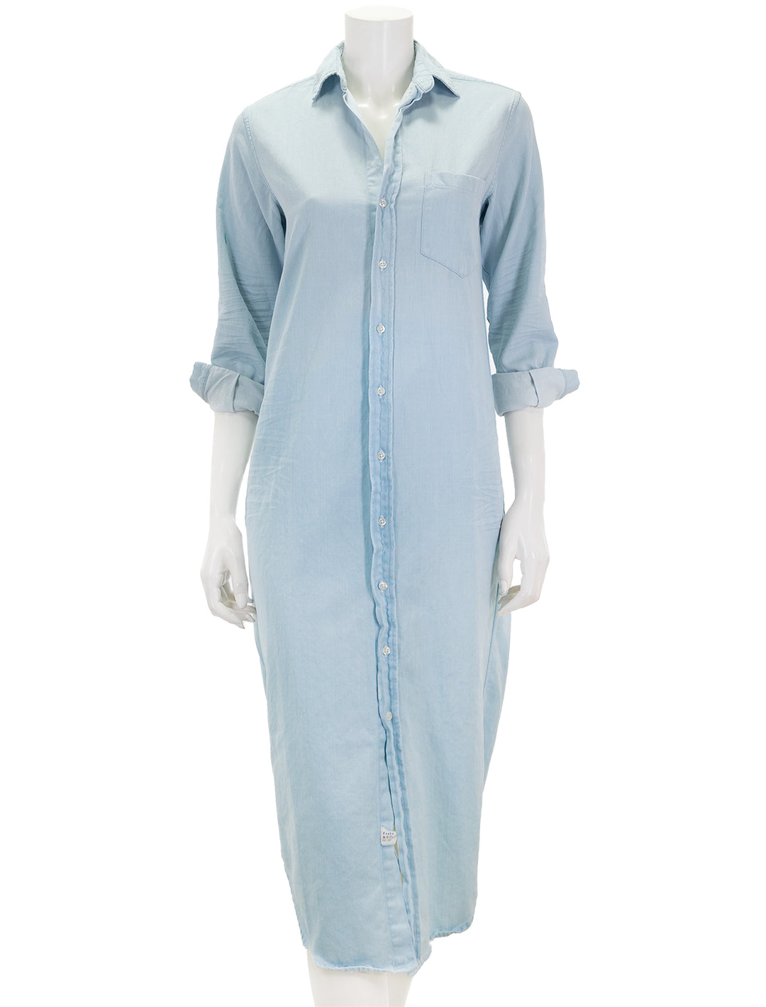 Front view of Frank & Eileen's rory dress in classic blue wash.