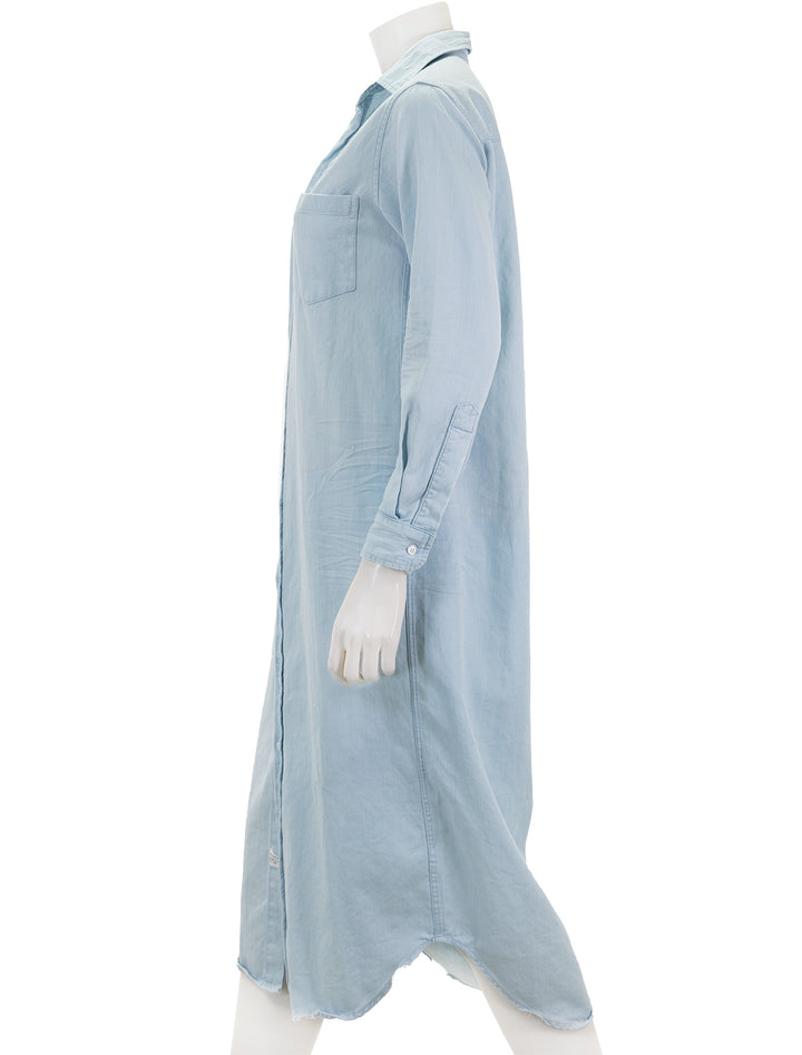 Side view of Frank & Eileen's rory dress in classic blue wash.