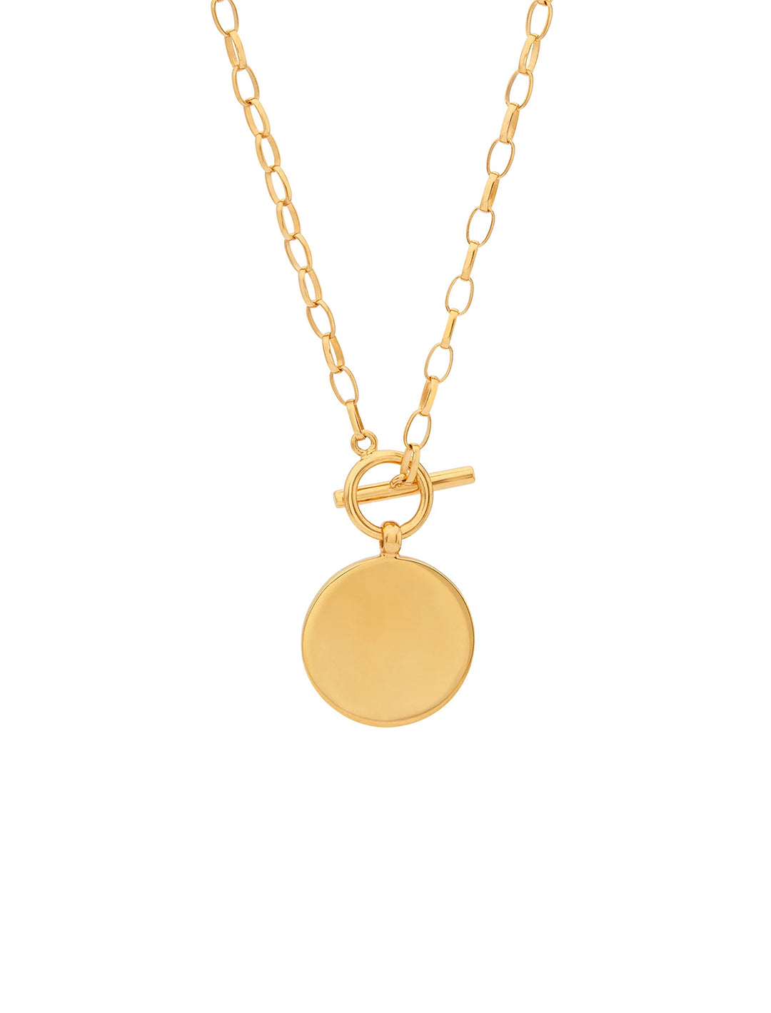 classic dotted circle toggle necklace in gold