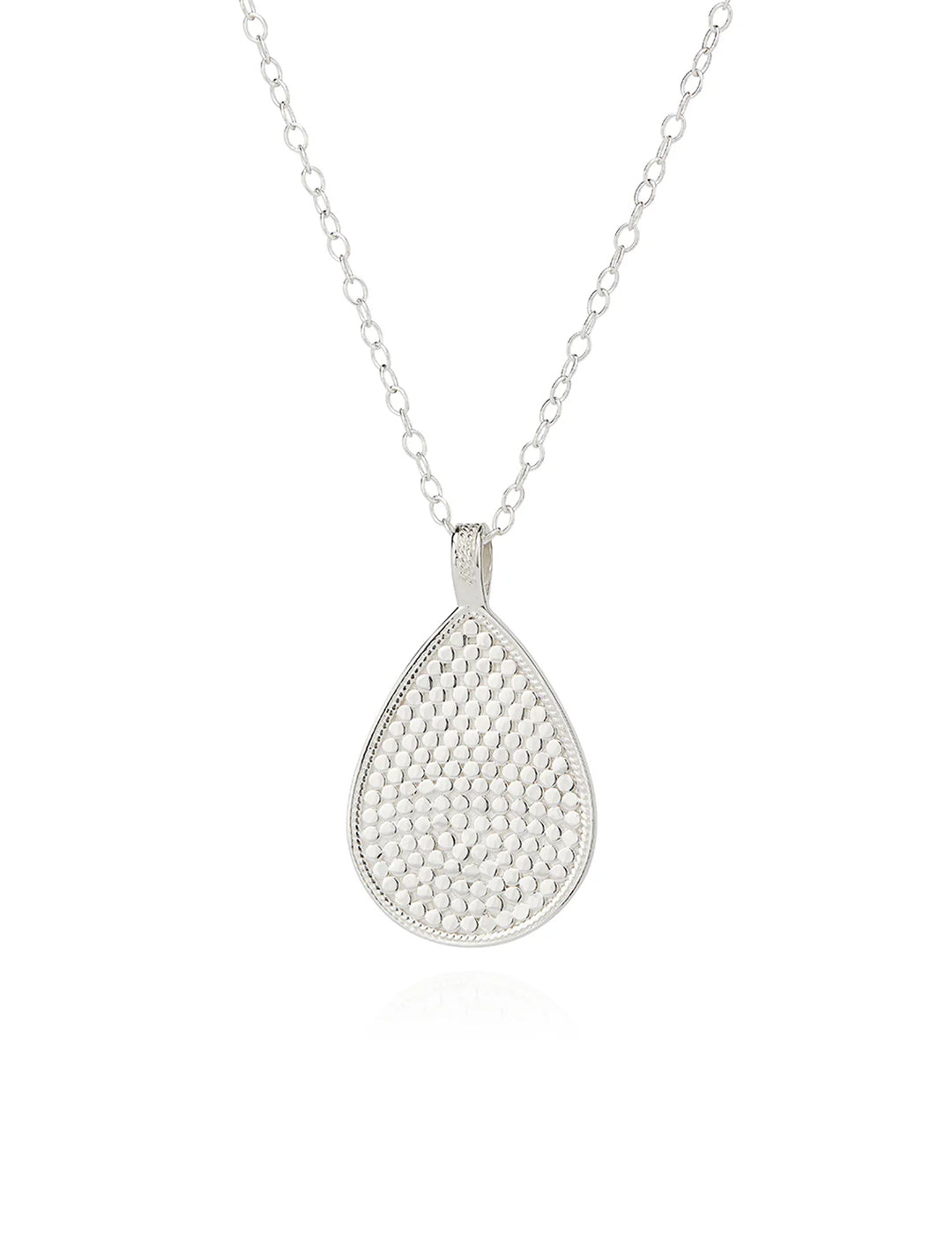 Back view of Anna Beck's classic large teardrop reversible two tone necklace - 30".