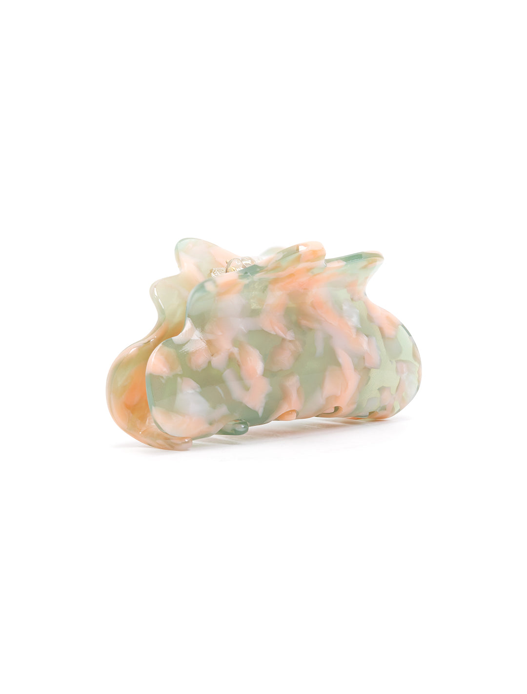Front view of tiepology's eco cloud hair claw in blush sage.