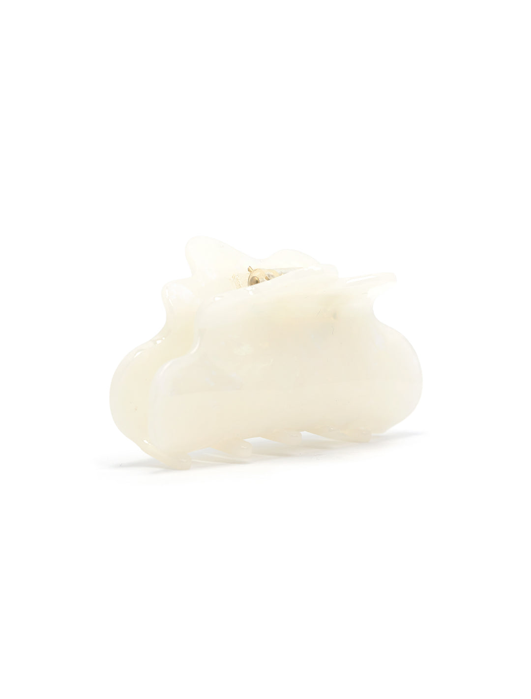 Front angle view of tiepology's eco cloud hair claw in ivory pearl.