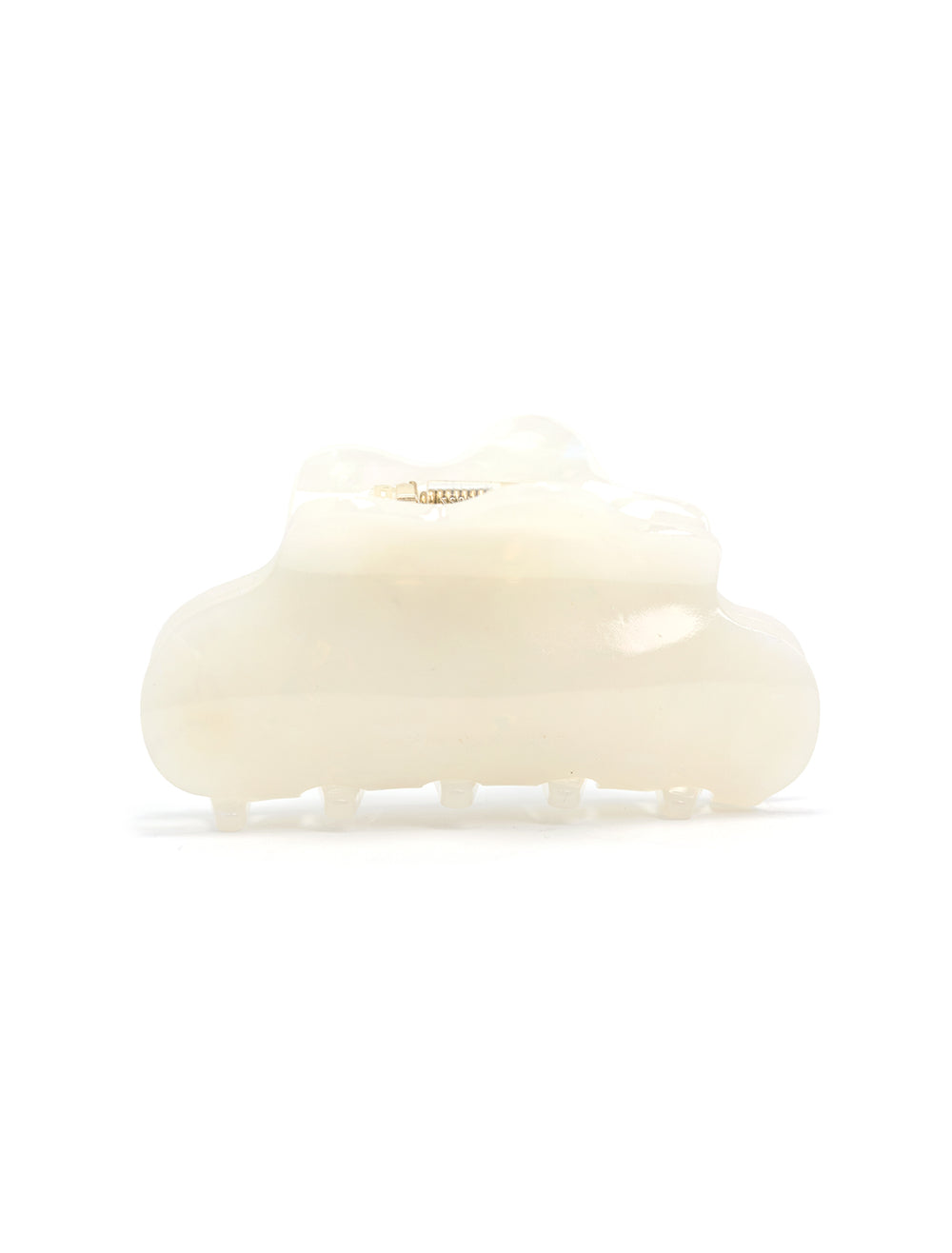 Side view of tiepology's eco cloud hair claw in ivory pearl.