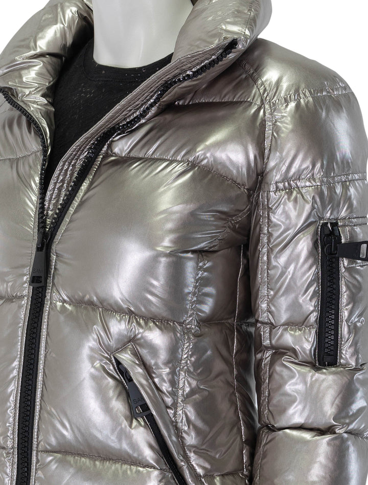 Close-up view of SAM's freestyle jacket in pyrite.