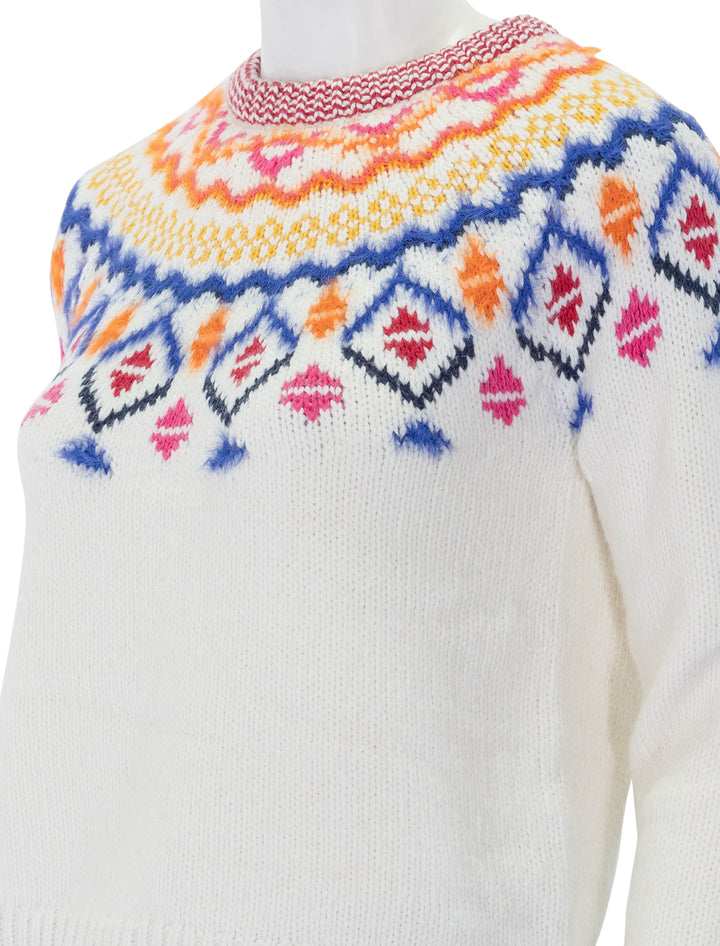 Close-up view of Marine Layer's archive shasta crewneck in cream.