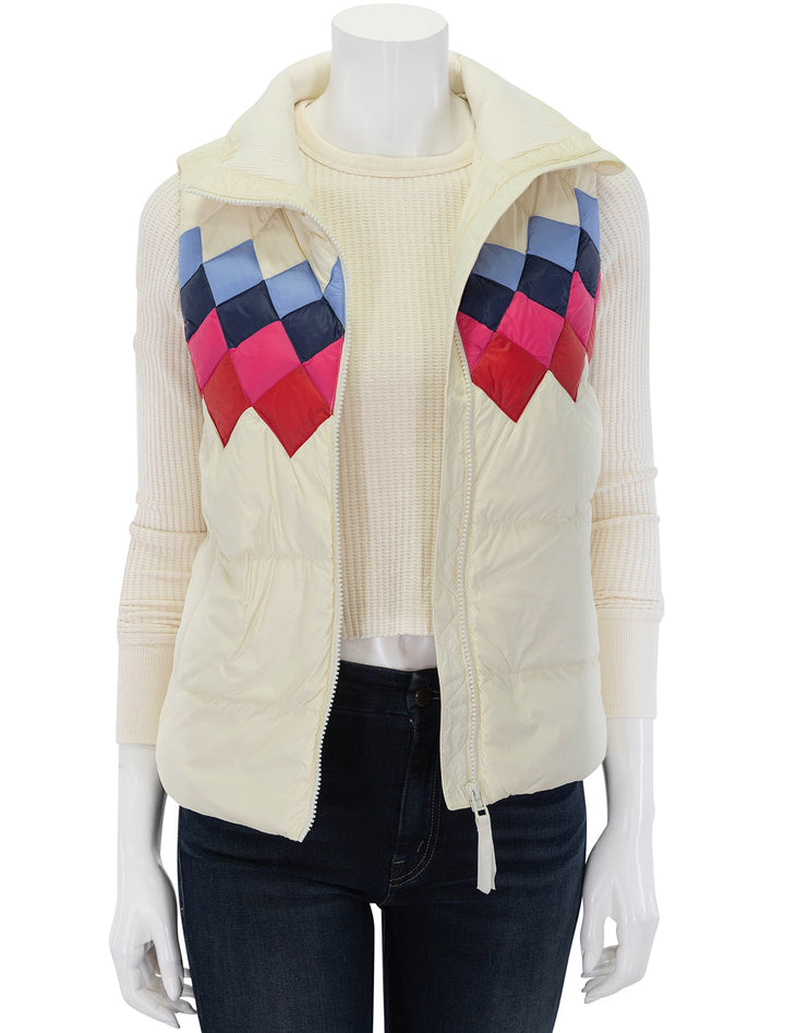 fair isle archive puffer vest in antique white