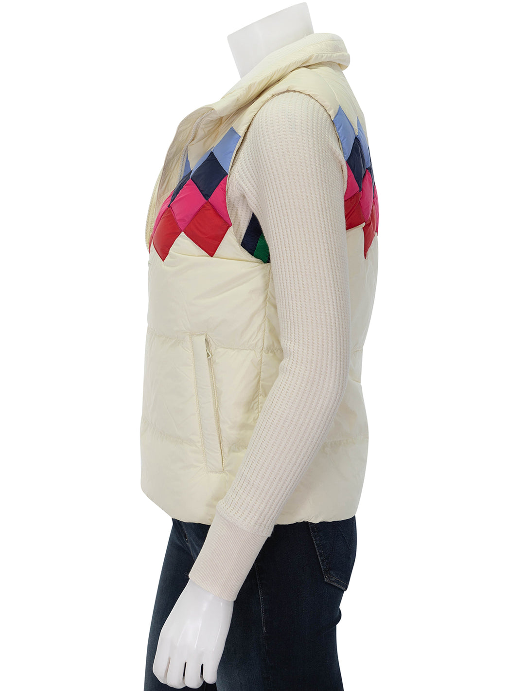 fair isle archive puffer vest in antique white