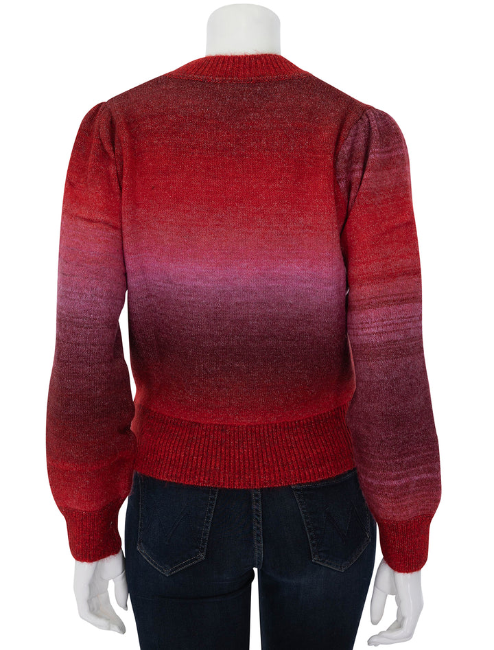 Back view of Marine Layer's alma puff sleeve sweater in warm ombre.