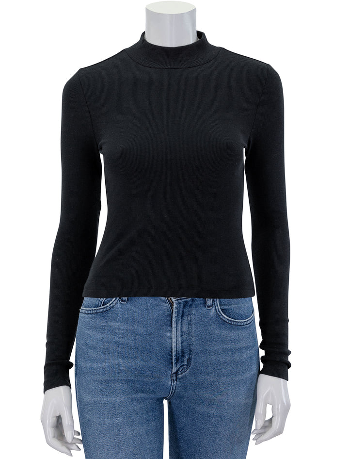 garment dyed lexi mockneck in black