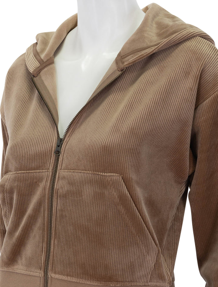 velour cord zip hoodie in toffee