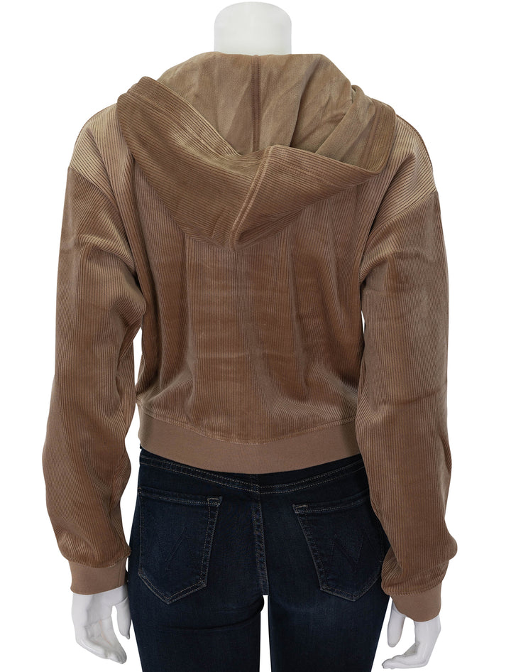 velour cord zip hoodie in toffee