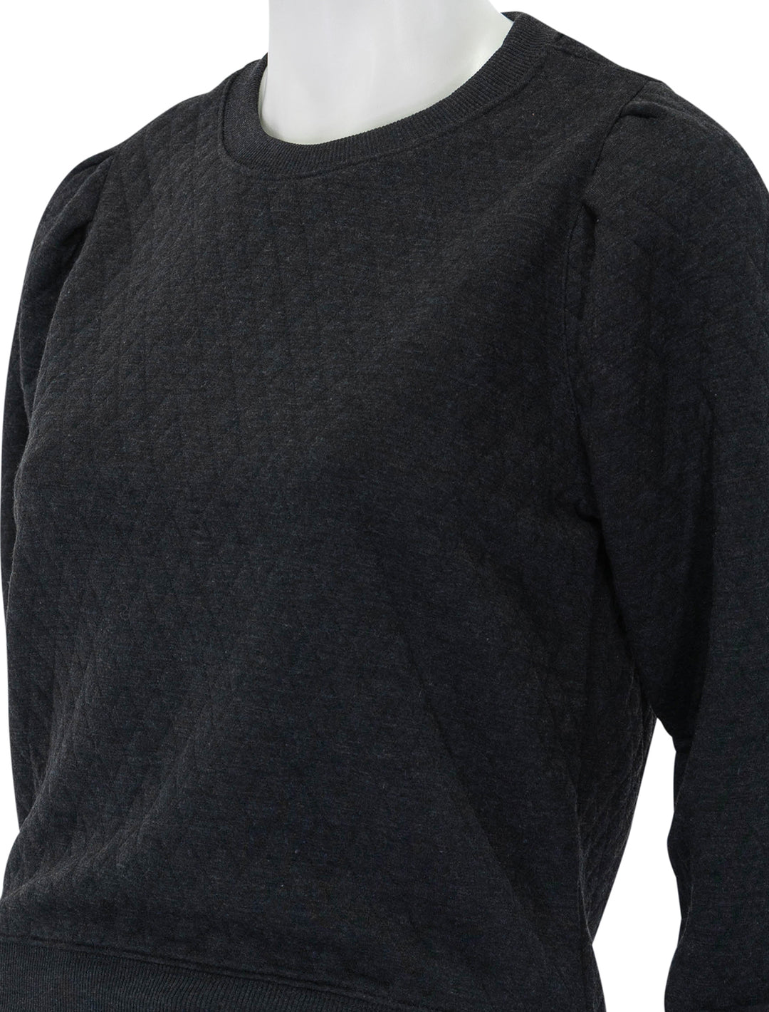 corbet quilted puff sleeve sweatshirt in charcoal