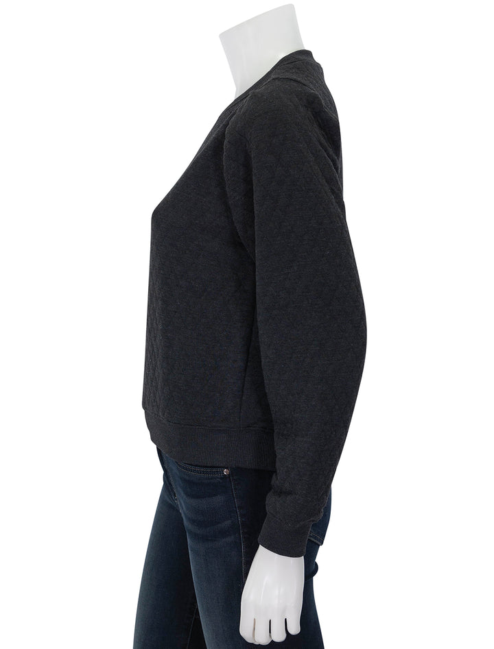 corbet quilted puff sleeve sweatshirt in charcoal