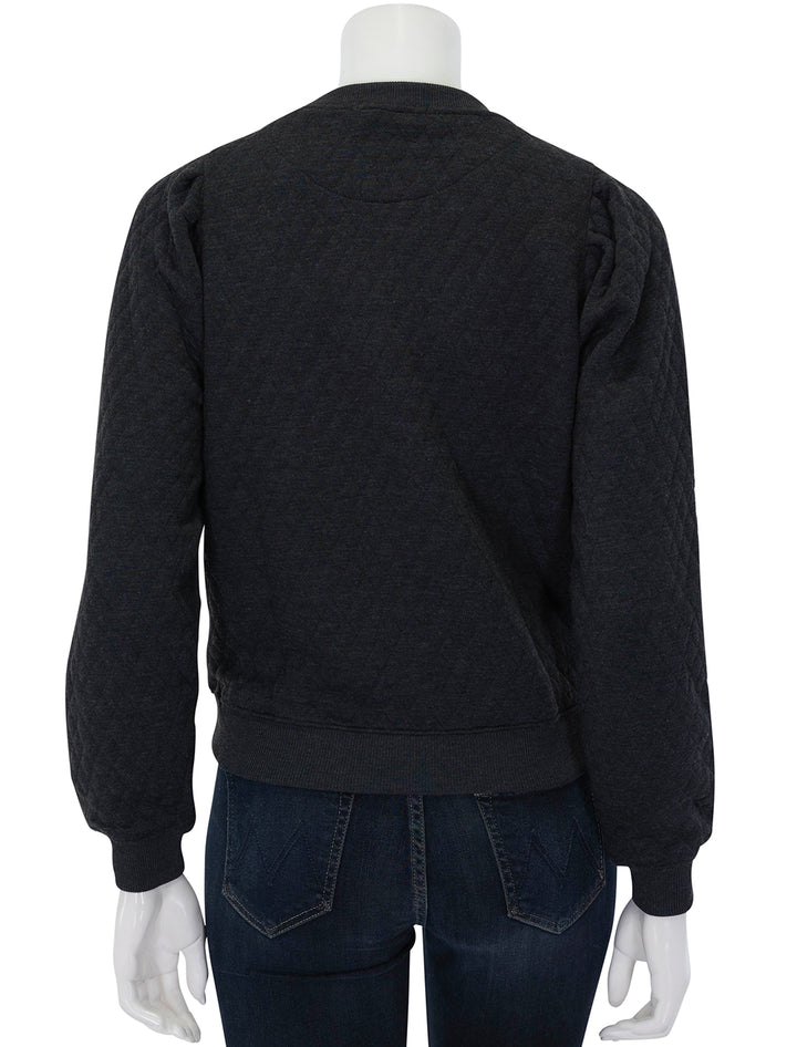 corbet quilted puff sleeve sweatshirt in charcoal