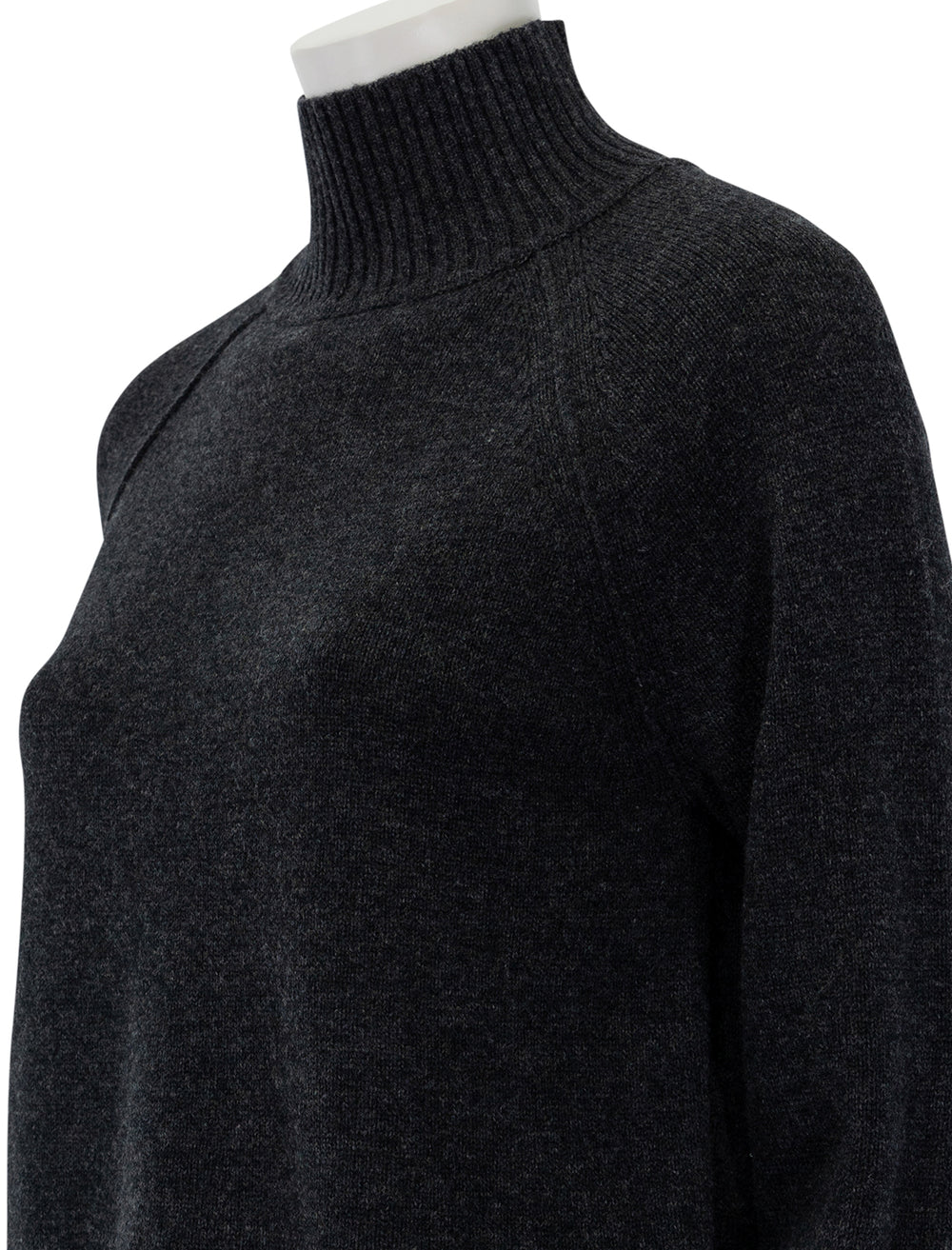 Front angle view of Lilla P.'s turtleneck sweater in caviar.