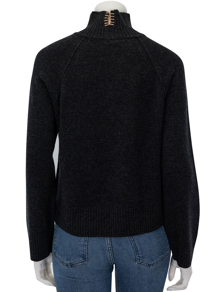 Back view of Lilla P.'s turtleneck sweater in caviar.