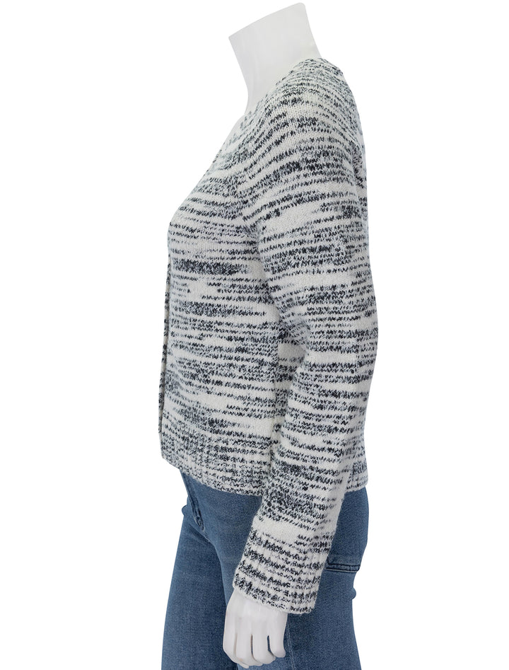 Side view of Lilla P.'s Cotton Blend Space Dye Cardigan.