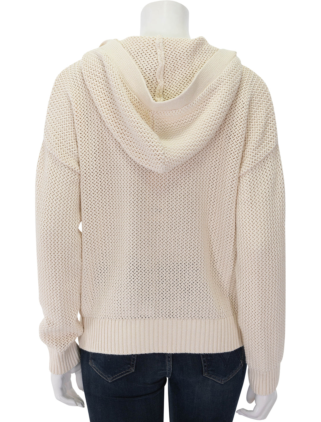 hooded split neck sweater in stone