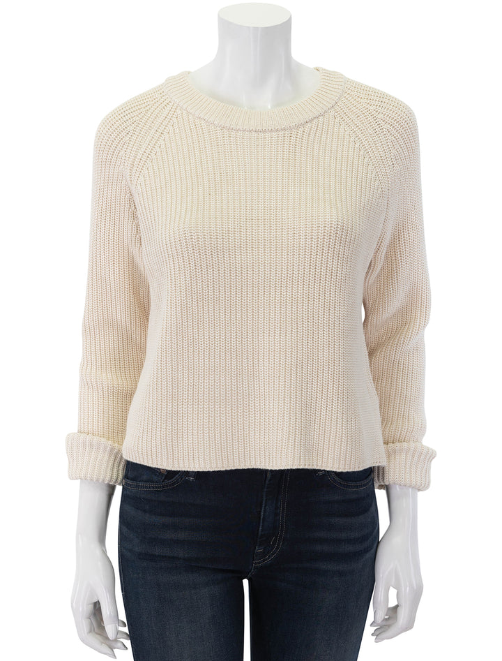 zip back raglan sweater in stone