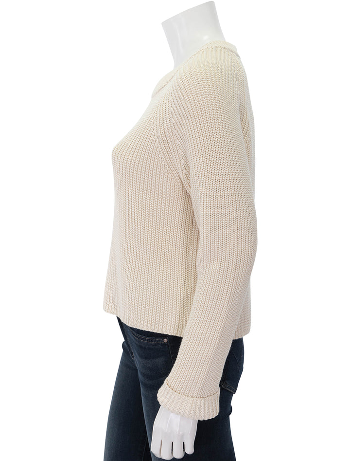 zip back raglan sweater in stone