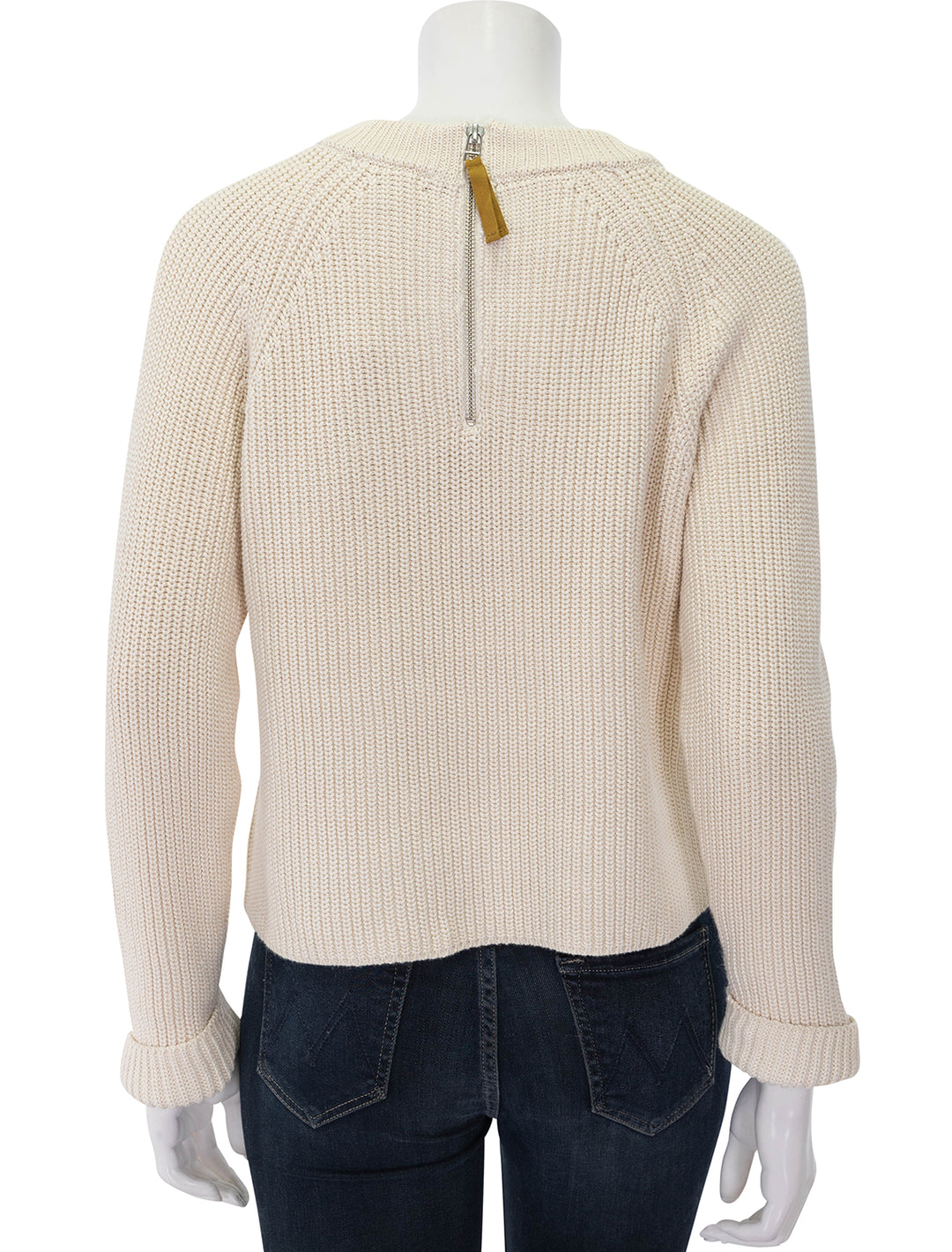 zip back raglan sweater in stone