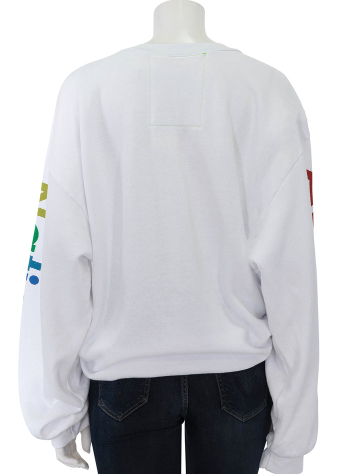 Back view of Aviator Nation's aviator nation crew sweatshirt in white.