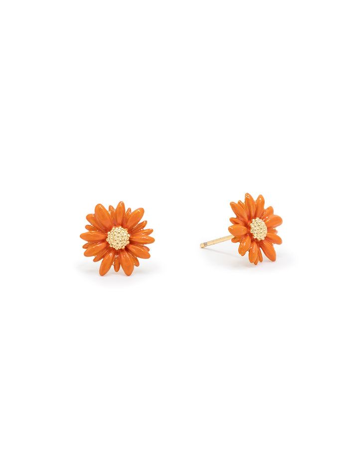 Front view of Tai's gerbera daisy studs.