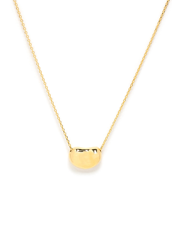 Front view of Tai's Gold Vermeil Bean Pendant Necklace.