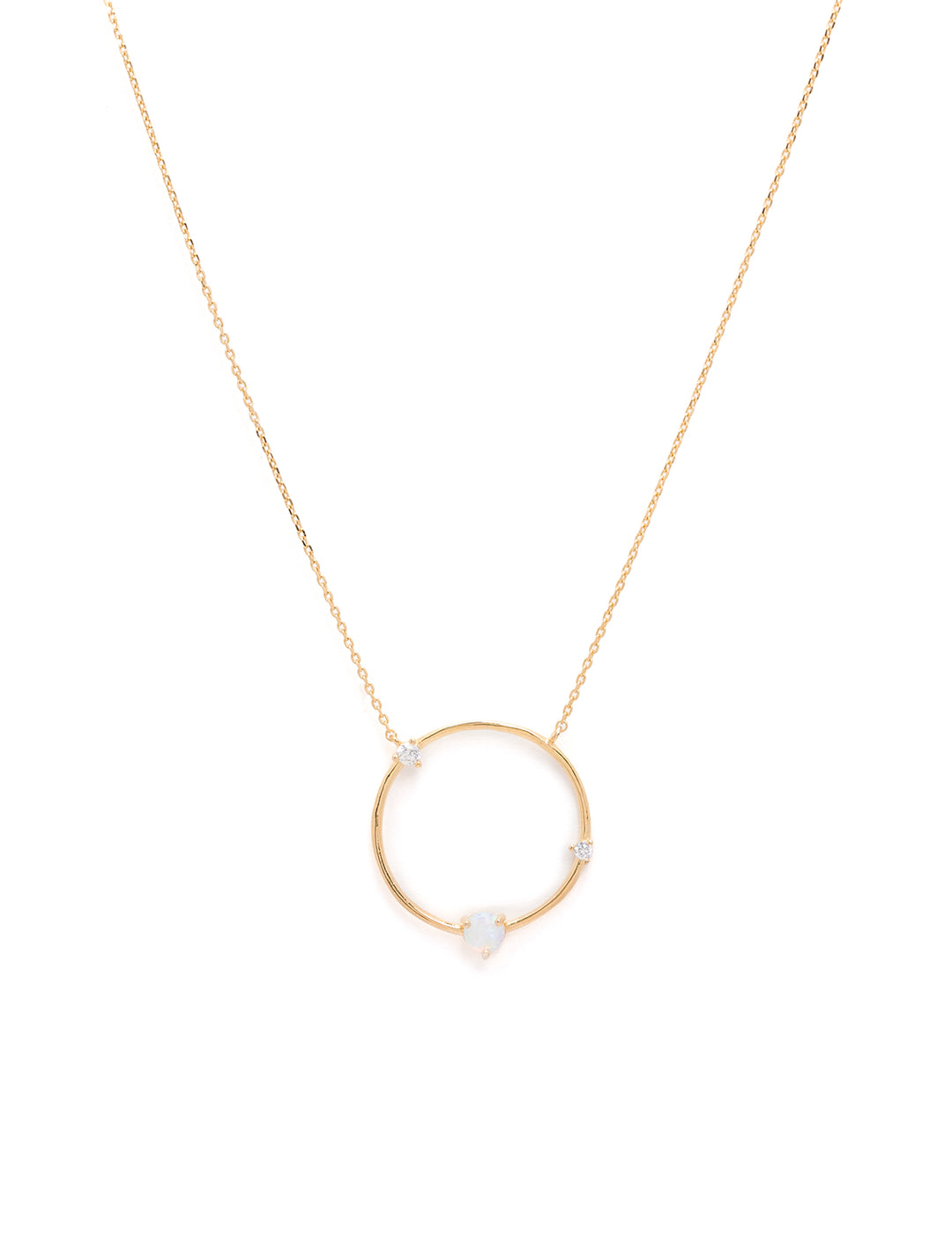 open circle pendant with pearl and cz