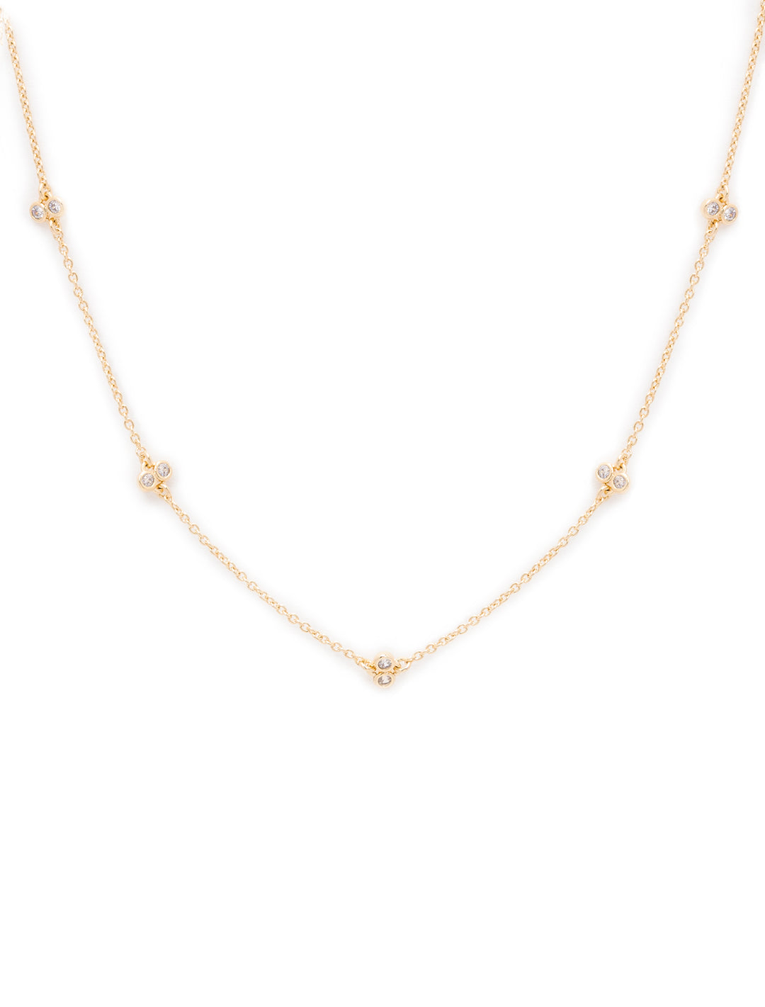 5 station cz necklace in gold