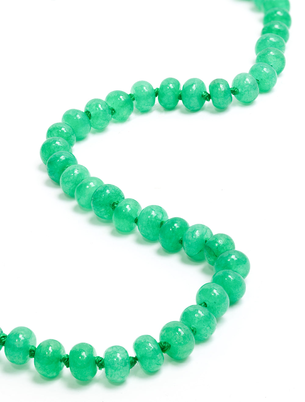 Close-up view of St. Armands' jade candy necklace.