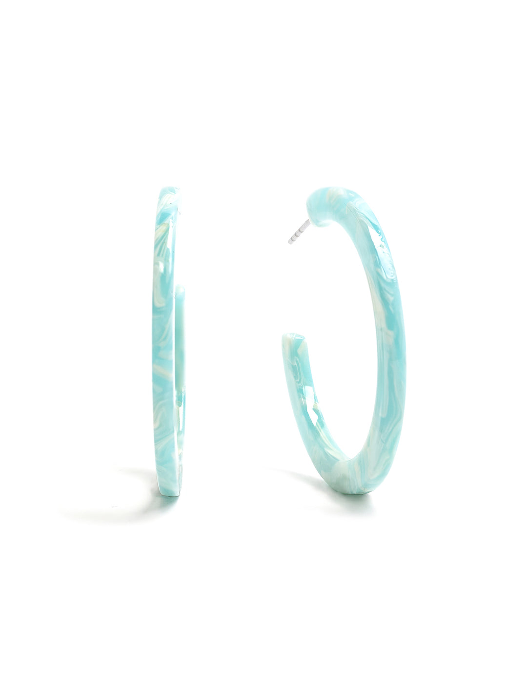 Front view of S&S's camy hoops in aquamarine.