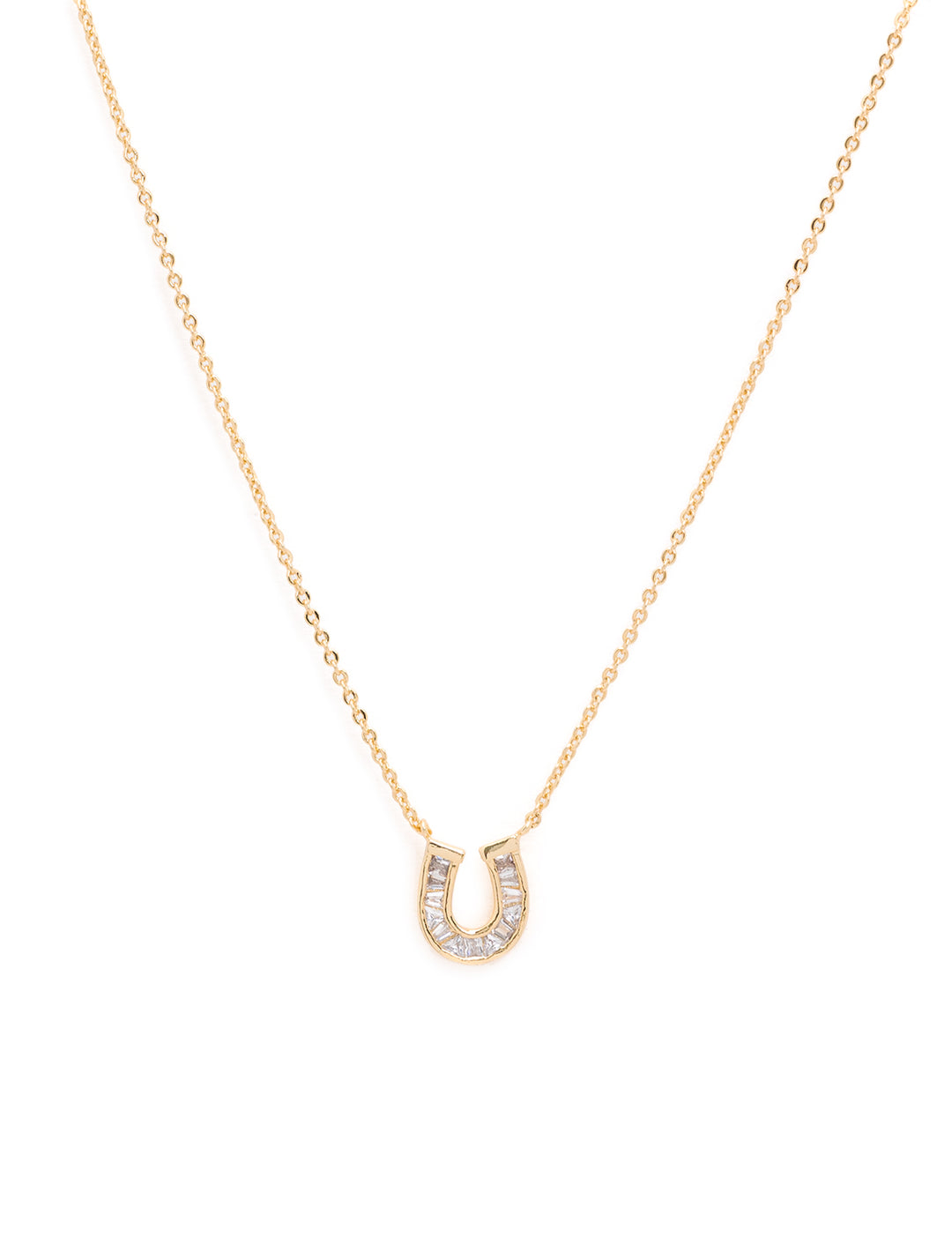 baguette horseshoe necklace in gold