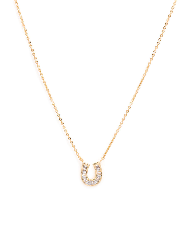 baguette horseshoe necklace in gold