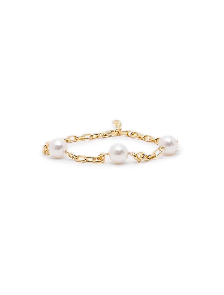 oval link chain bracelet with pearl