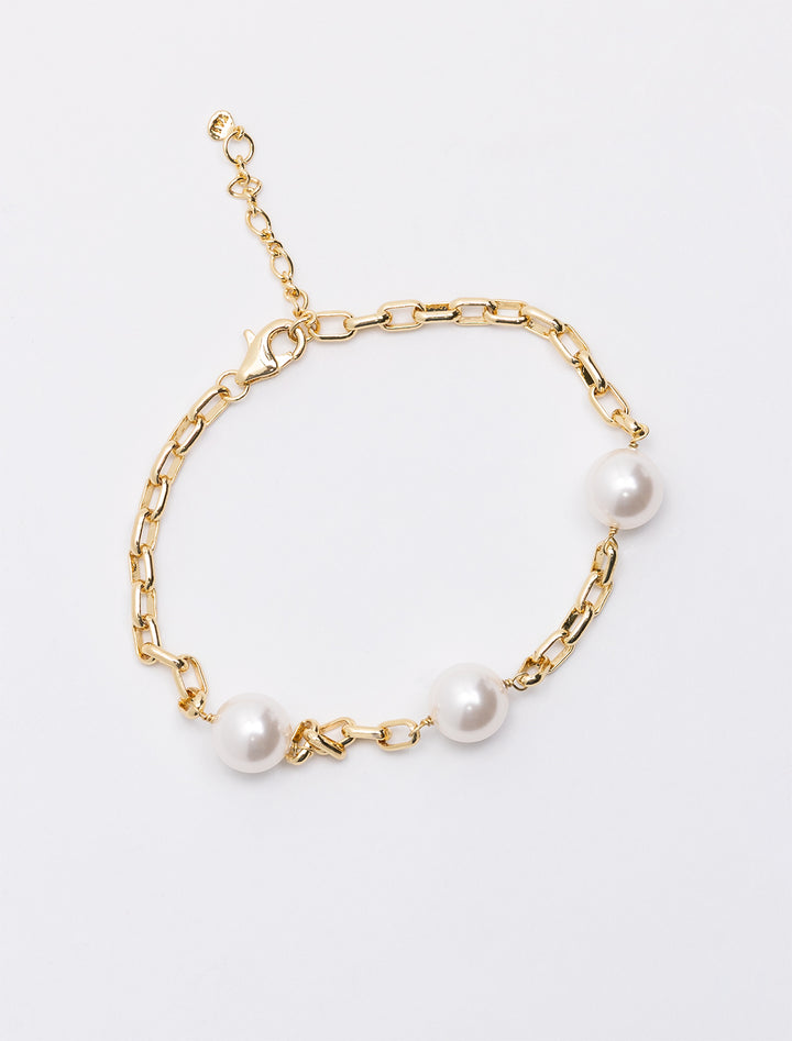 oval link chain bracelet with pearl (2)