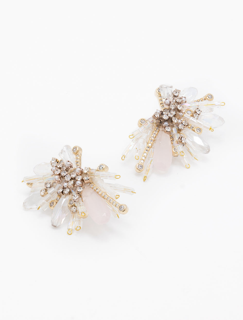 Close-up view of Tai's Beads and Crystal Spray Earrings.