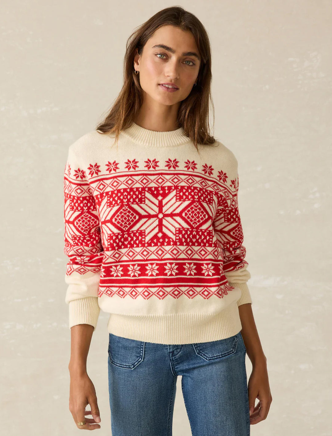 sun valley crew sweater in antique snowflake