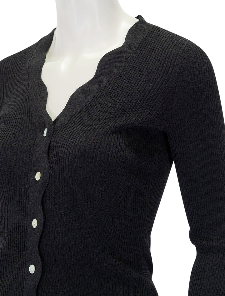 Close-up view of Splendid's Dita Cardigan in Black.