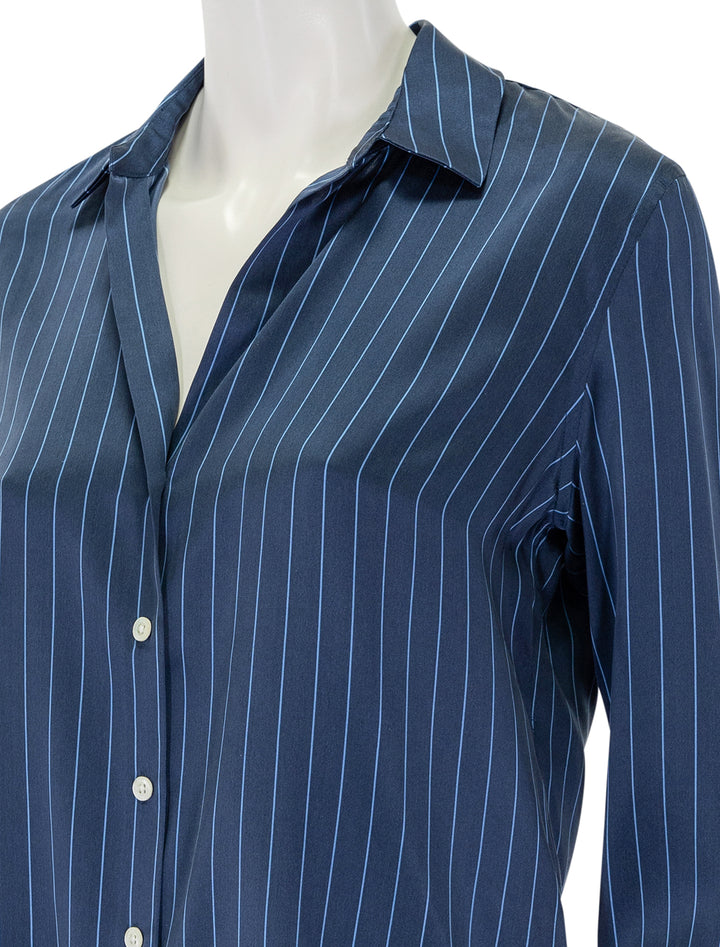 Close-up view of Rails' dorian blouse in arctic stripe.