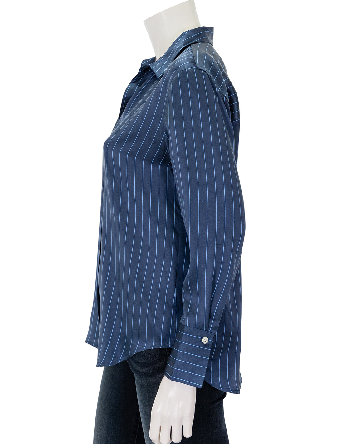 Side view of Rails' dorian blouse in arctic stripe.